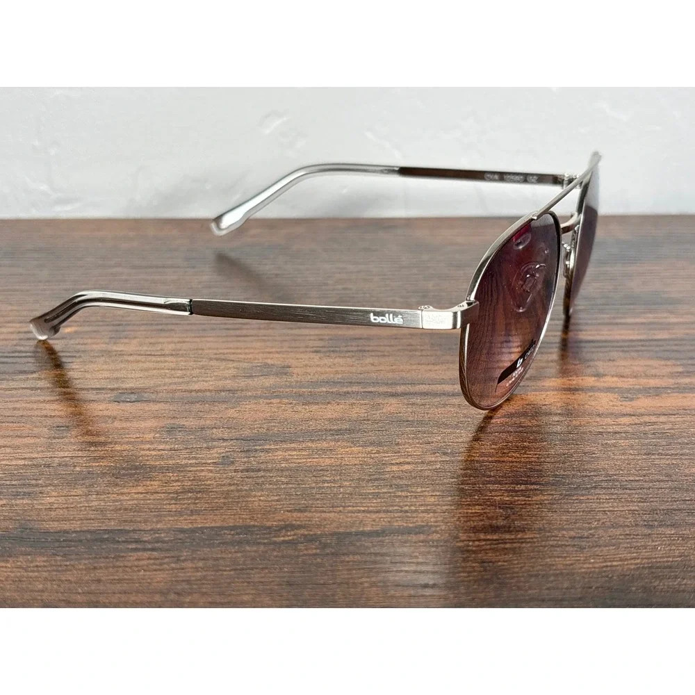 Bolle OVA 12590 Sunglasses Shiny Silver‎ TNS Gradient Pink Lens Mens Small Round